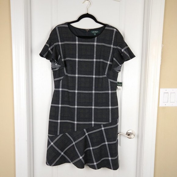 Lauren Ralph Lauren Dresses & Skirts - NWT Lauren Ralph Lauren Womens Gray Plaid Flutter Sleeve Sheath Dress